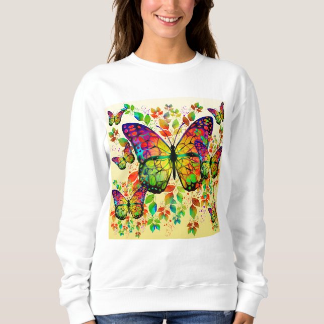 VÅR BUTTERFLIES FÄRGNATUR T SHIRT (Framsida)
