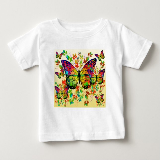 VÅR BUTTERFLIES FÄRGNATUR T SHIRT (Framsida)