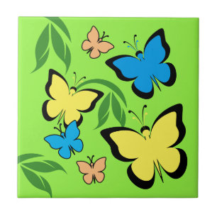Vår Butterflies Mönster Kakelplatta