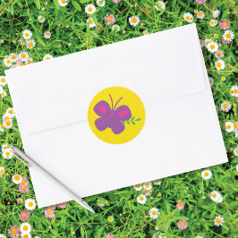 Vår Butterfly Classic Round Sticker Runt Klistermärke