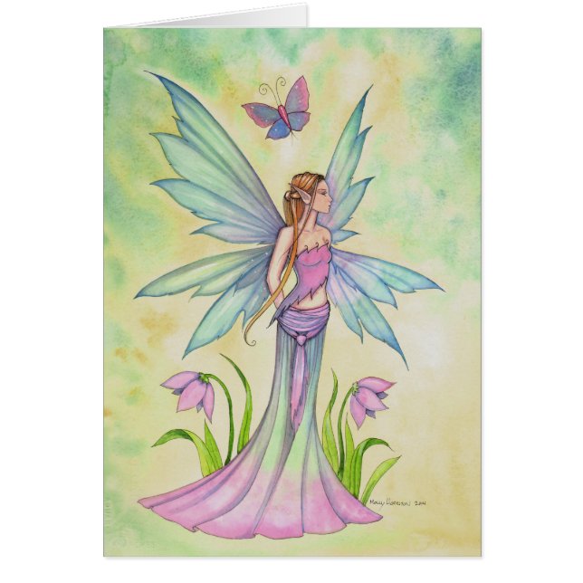 Vår Butterfly Fairy Fantasy Art Hälsningskort (Framsidan)