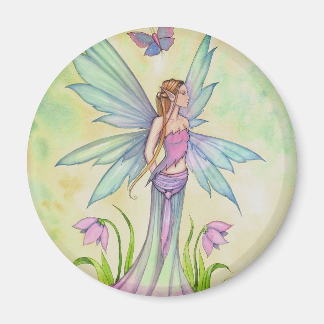 Vår Butterfly Fairy Fantasy Art Magnet (Framsidan)