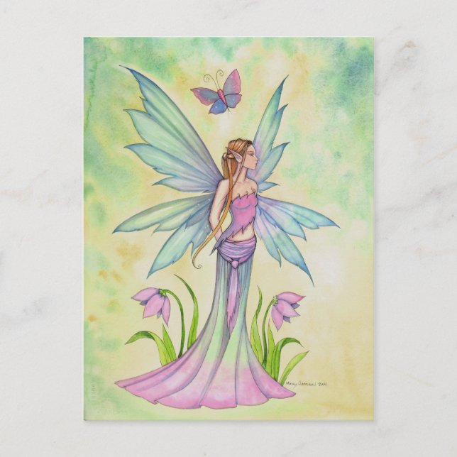 Vår Butterfly Fairy Fantasy Art Vykort (Framsida)