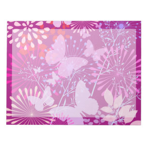 Vår Butterfly Garden Vibrant Lila Rosa Girly Anteckningsblock