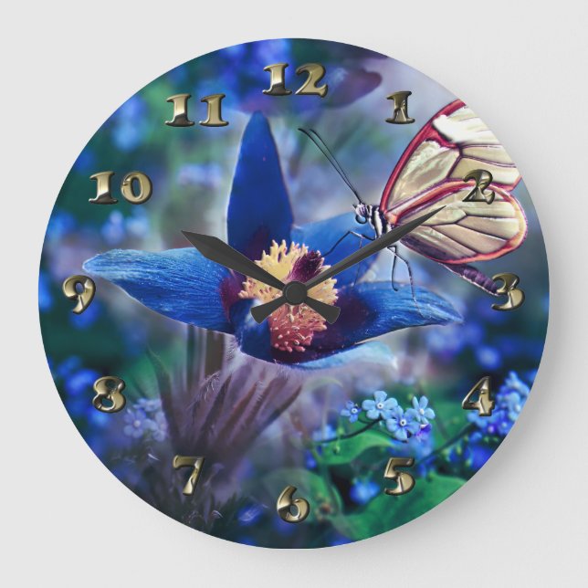 Vår Butterfly på Blå blomman Stor Klocka (Framsida)