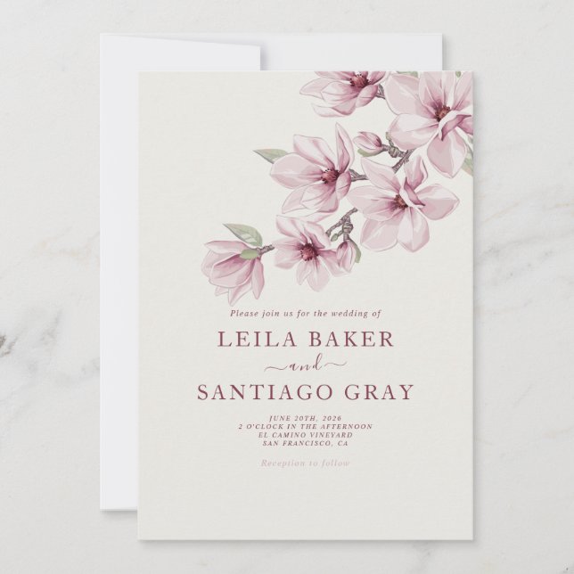 Vår Cherry Blommar Bröllop i inbjudan (Framsida)