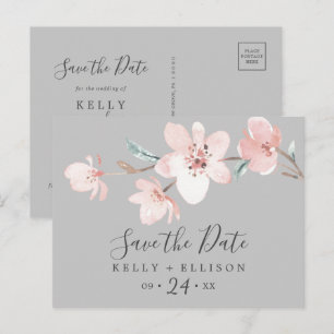 Vår Cherry Blommar Grått Spara datum vykort