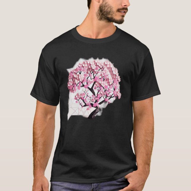 Vår Cherry Blommar Livets träd Geometri T Shirt (Framsida)