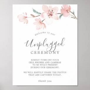 Vår Cherry Blommar Unplugged Ceremony Sign Poster