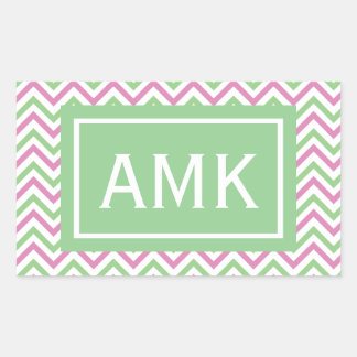 Vår Chevron Monogram Rektangulärt Klistermärke