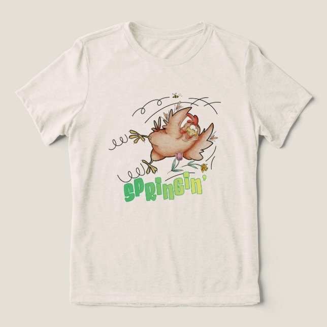 Vår Chicken dam tri blen soft tee (Design Framsida)