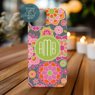 Vår Colorful Blommönster Anpassningsbar Monogram