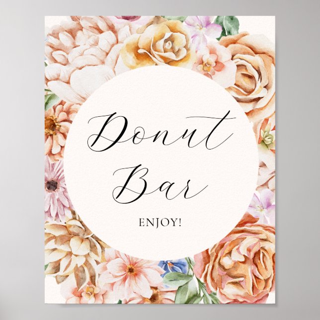 Vår Colorful Flowers Donut Pub Sign Poster (Framsidan)