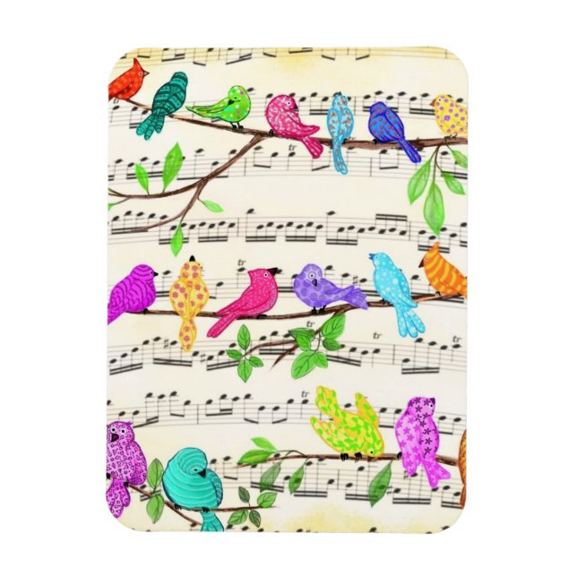 Vår Colorful Musical Birds Magnet Gift (Vertikal)
