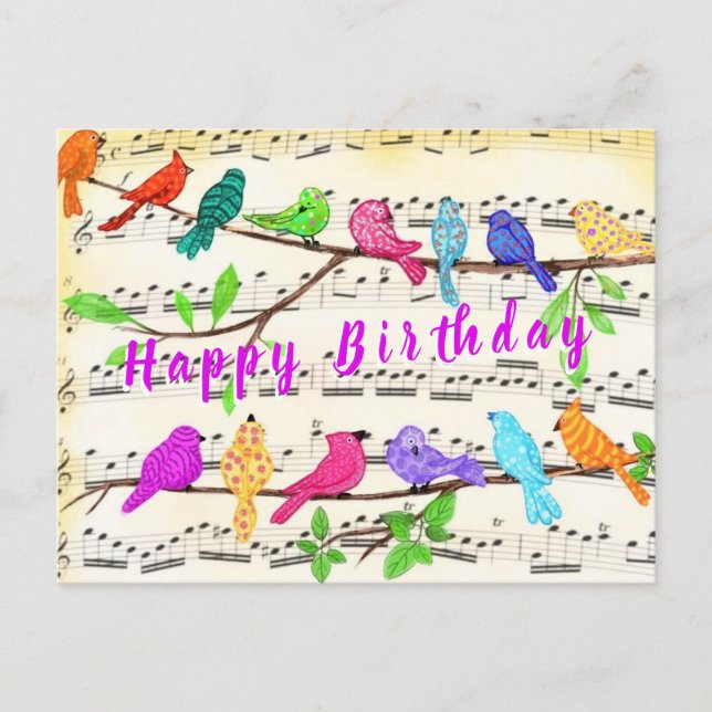 Vår Colorful Musical Birthday Card Vykort (Framsida)