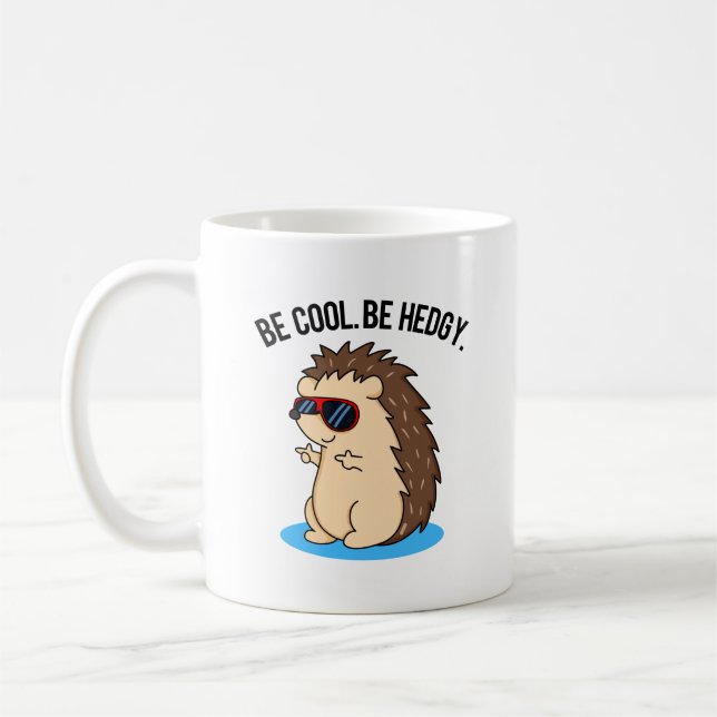 Var Coola Be Hedgy Funny Hedgehog Pun Kaffemugg (Vänster)