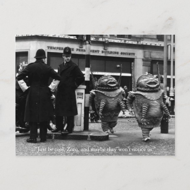 Var Coola Utomjordingar Halloween vykort (Framsida)