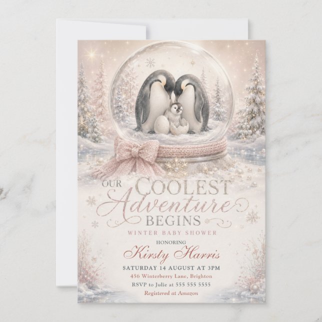 Vår coolaste äventyr börjar vinter baby shower inbjudningar (Framsida)