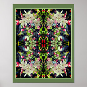Vår Crabapple Blommar Spegel Abstrakt Poster