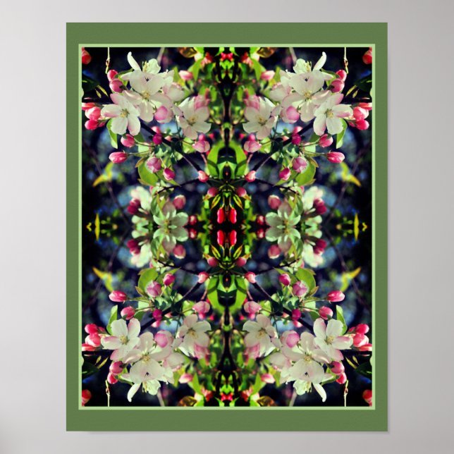 Vår Crabapple Blommar Spegel Abstrakt Poster (Framsidan)