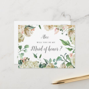 Vår Cream Garden Blommigt Maid of honor Vykort
