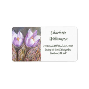 Vår Crocus Flowers i Watercolor Adress Adressetikett