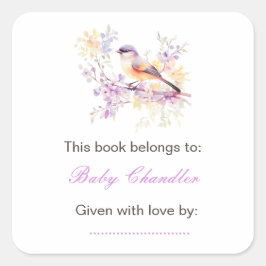 Vår Cute Bird Baby Shower Fyrkantigt Klistermärke