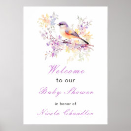 Vår Cute Bird Baby Shower Poster