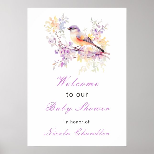 Vår Cute Bird Baby Shower Poster (Framsidan)