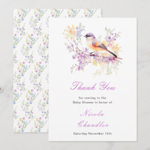 Vår Cute Bird Baby Shower Tack Kort
