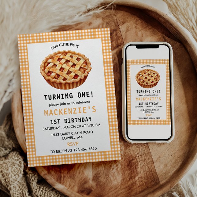 Vår Cutie Paj tar första födelsedag Inbjudningar (Skapare uppladdad)