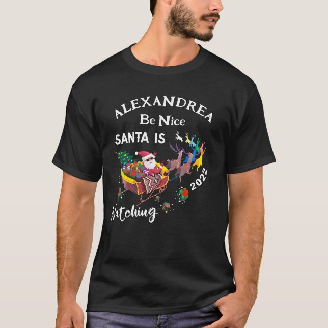 Var då tomten i Nice tittar på julklapp T Shirt (Framsida)