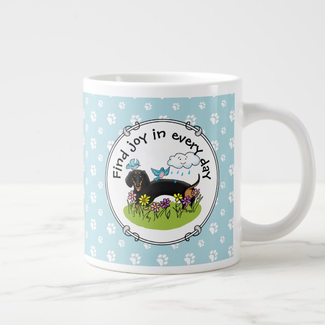 Vår Dachshund Hund Dachsie (svart och tan) Cute Jumbo Mugg (Höger)