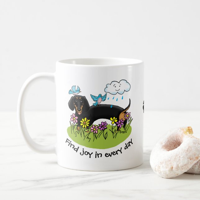 Vår Dachshund Hund Dachsie (svart och tan) Cute Kaffemugg (Med munk)