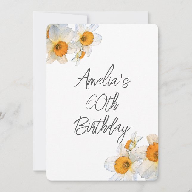 Vår Daffodil Birthday Inbjudningar (Framsida)