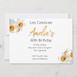 Vår Daffodil Birthday Inbjudningar