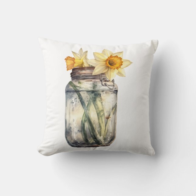 Vår Daffodil-blomman Vas Kudde (Framsida)
