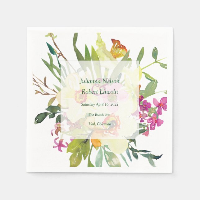 Vår daffodil bouquet bröllop pappersservett (Framsidan)