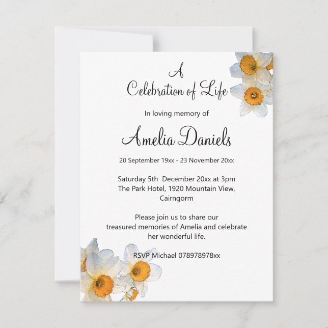 Vår Daffodil Firande i Life-meddelandet Inbjudningar (Framsida)