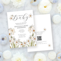 Vår Daffodil QR Hej Baby Shower för QR-kod