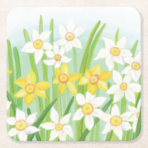 Vår Daffodils Underlägg Papper Kvadrat