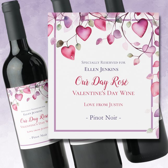 Vår dag Rosé Valentindagen Vinflaska Etikett (Skapare uppladdad)