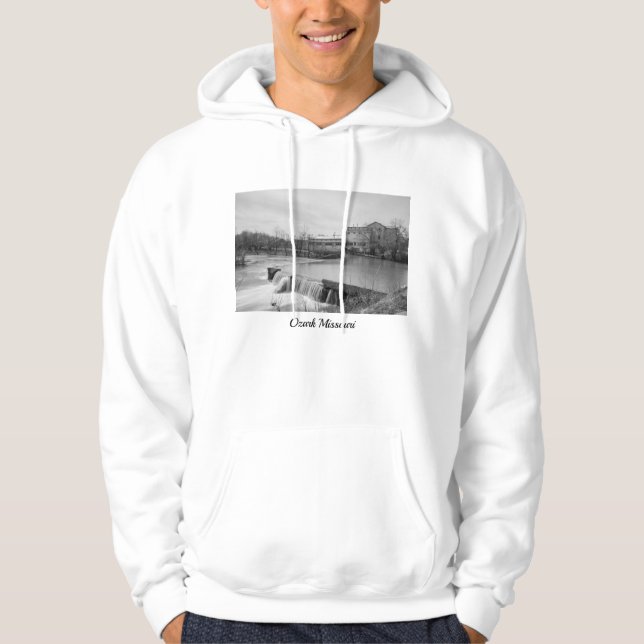 Vår-dagen vid Ozark Mill-gråskalan Hoodie (Framsida)