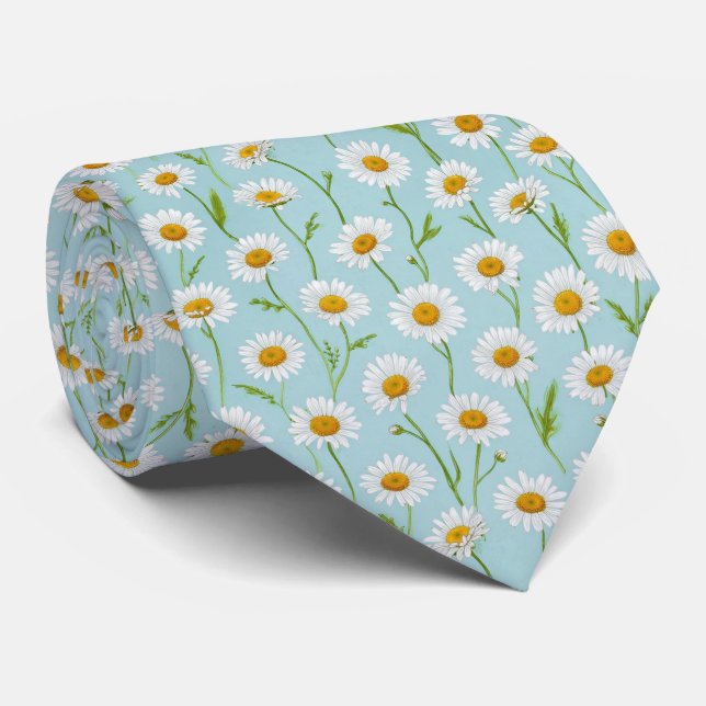 Vår Daisy Äng Blommig Mönster Slips (Rullad)