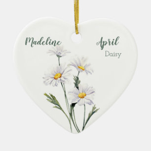 Vår Daisy April Birkelmånad Flower för Baby Julgransprydnad Keramik