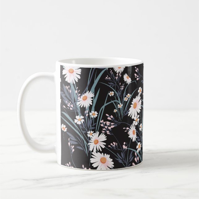 Vår Daisy Blommigt Sömlös design Kaffemugg (Vänster)