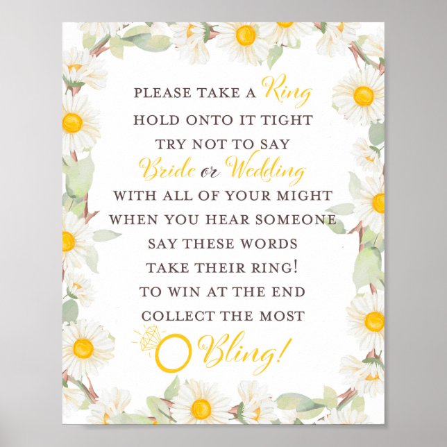 Vår Daisy Bröllopsdusch skylt (Framsidan)