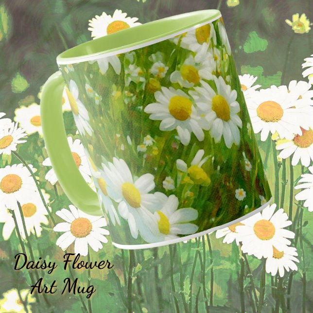 Vår Daisy Flowers Garden Art Mugg Kopp (Daisy flower garden art mug.)