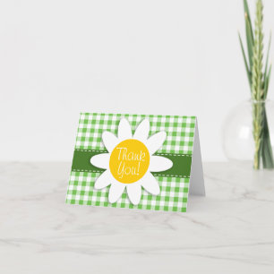 Vår Daisy; Grönt kontrollerad; Gingham Tack Kort