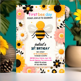 vår daisy Gult 1:a bifödelsedag Inbjudningar